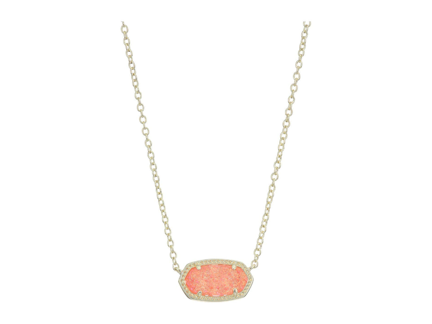 Kendra Scott Elisa Pendant Necklace - 14k Gold Plated Delicate Fashion Jewelry for Women GOLD - CORAL DRUSY