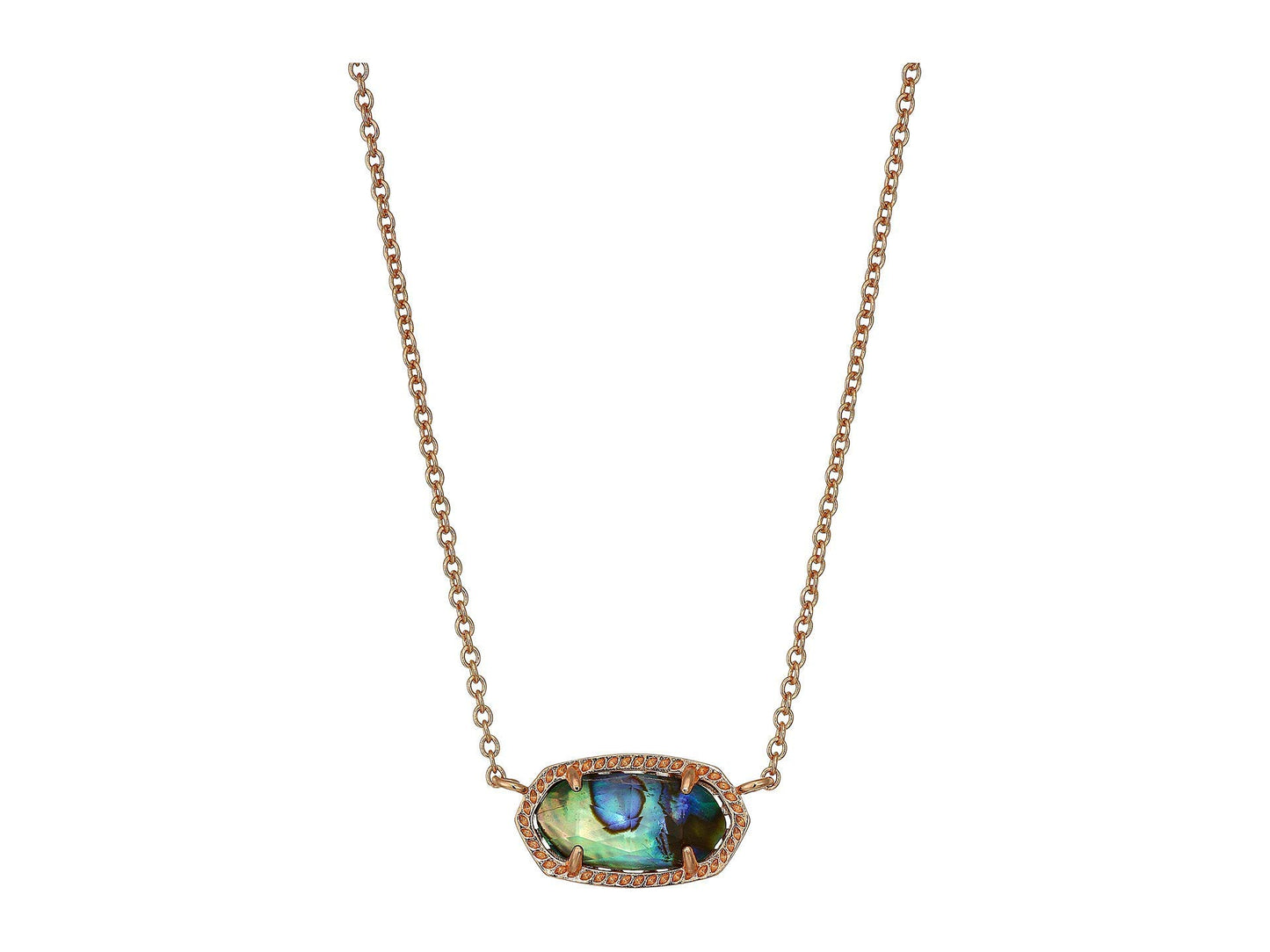 Kendra Scott Elisa Pendant Necklace - 14k Gold Plated Delicate Fashion Jewelry for Women ROSE GOLD - ABALONE SHELL