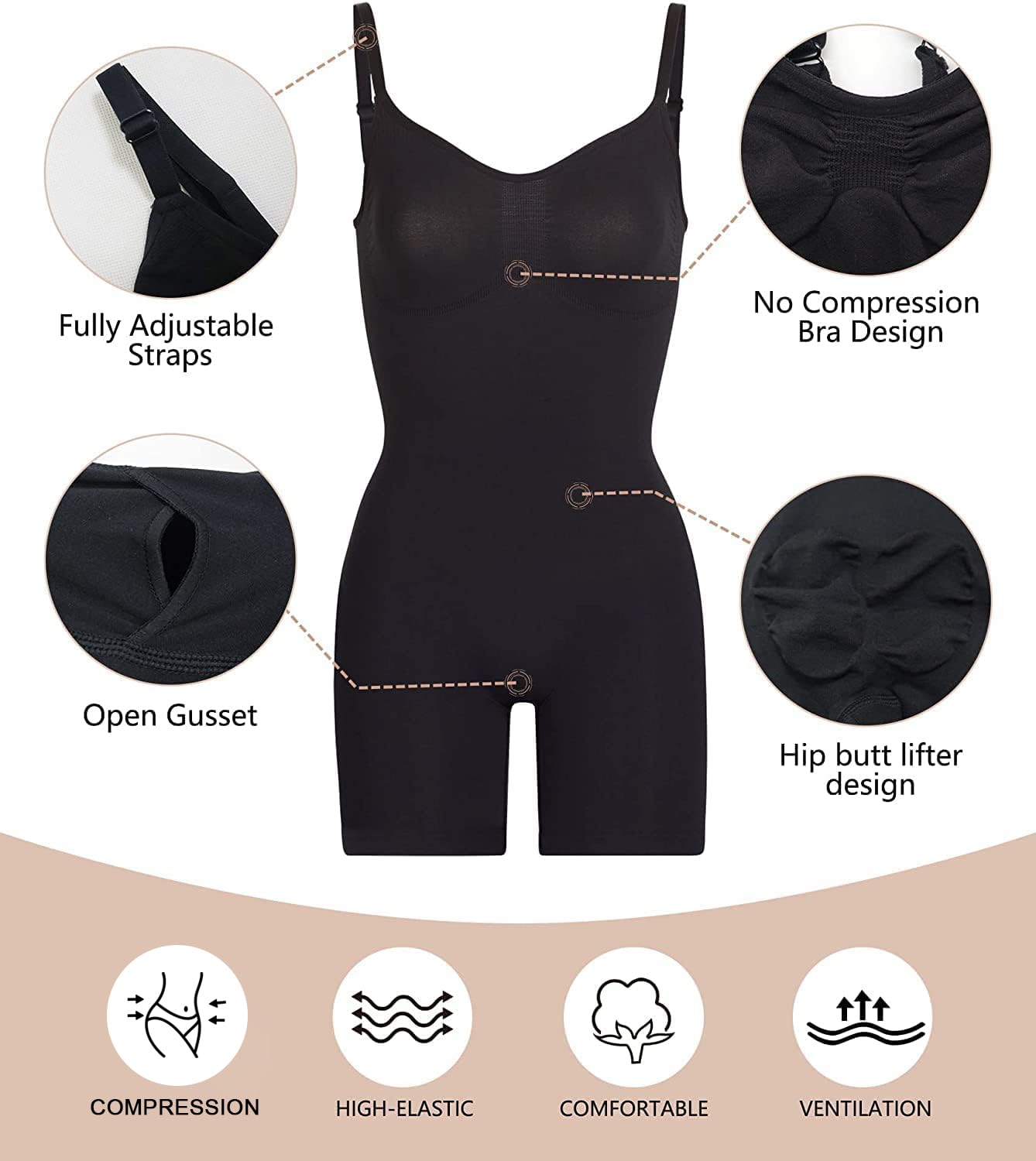 Women's Shapewear Bodysuit Tummy Control Seamless Body Shaper