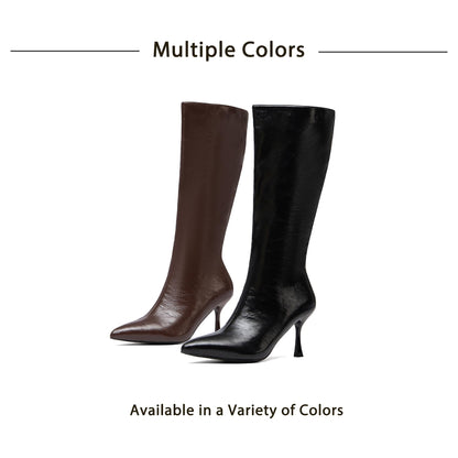 NEWBELLA Women's Suede Knee-High Boots - Sleek Design Stiletto Heel Boots for Daily Wear, Halloween, Christmas
