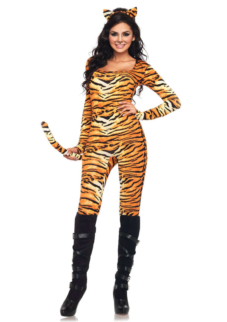 Wild Tigress Catsuit Costume Women 2 Piece - Animal Print Halloween Outfit