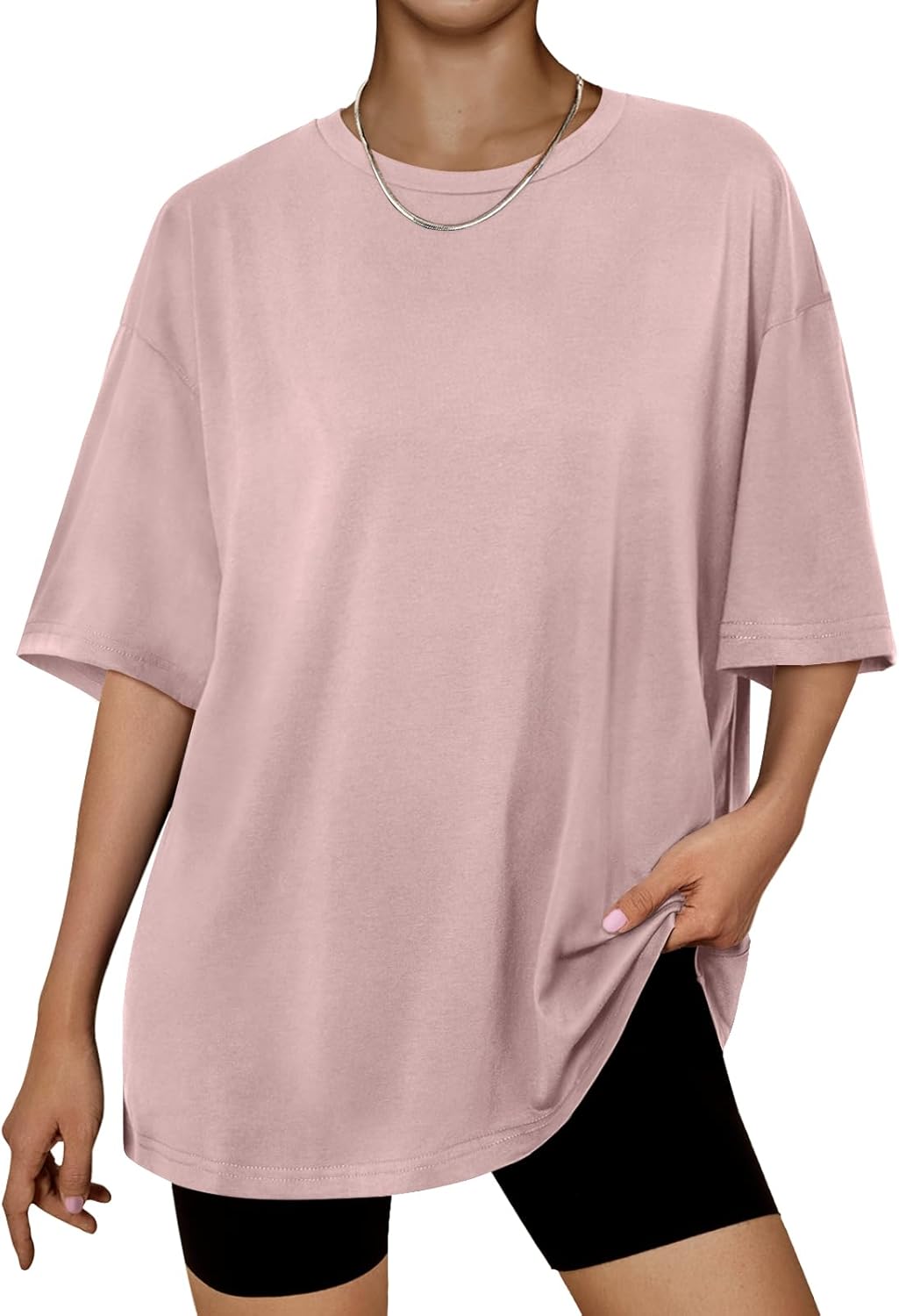 Women's Oversized Summer T-Shirt Short Sleeve Casual Workout Top Coupledpink