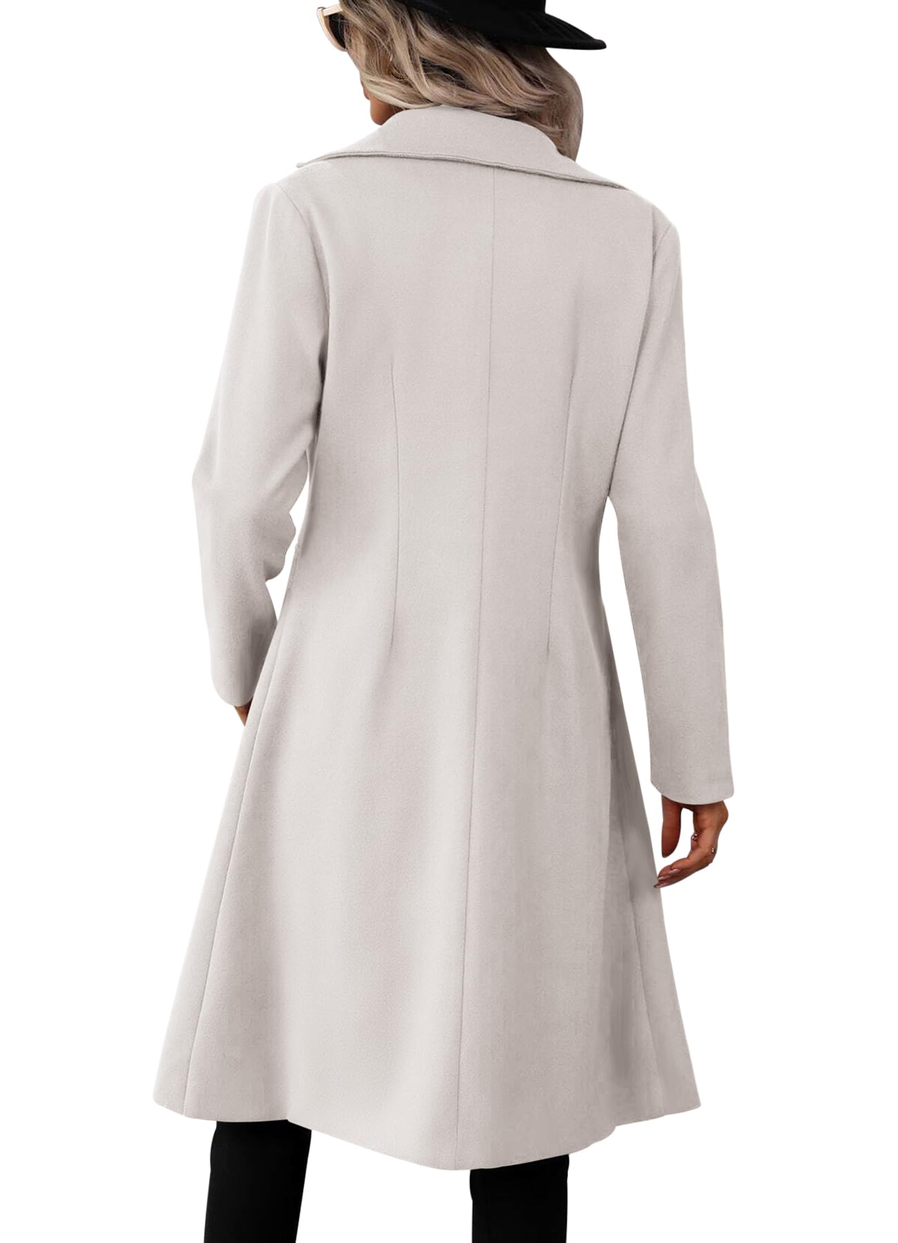 Danedvi Womens Long Double Breasted Coats Lapel Collar Pea Coat Winter Slim Fit Jackets Trench Coat Outwear