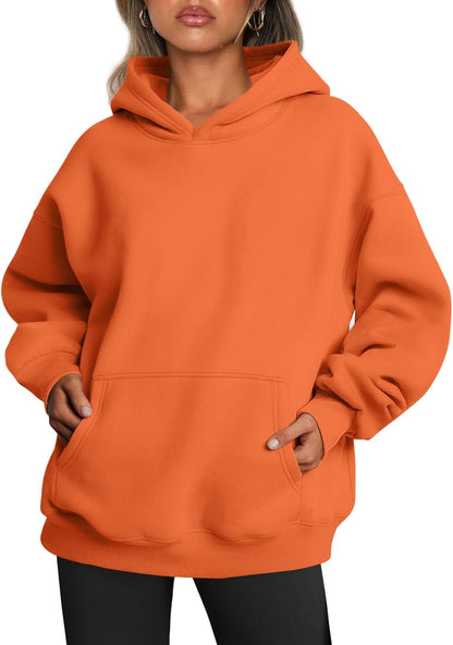 Women's Oversized Hoodie Fleece Pullover Sweatshirt Winter Sweater Orange