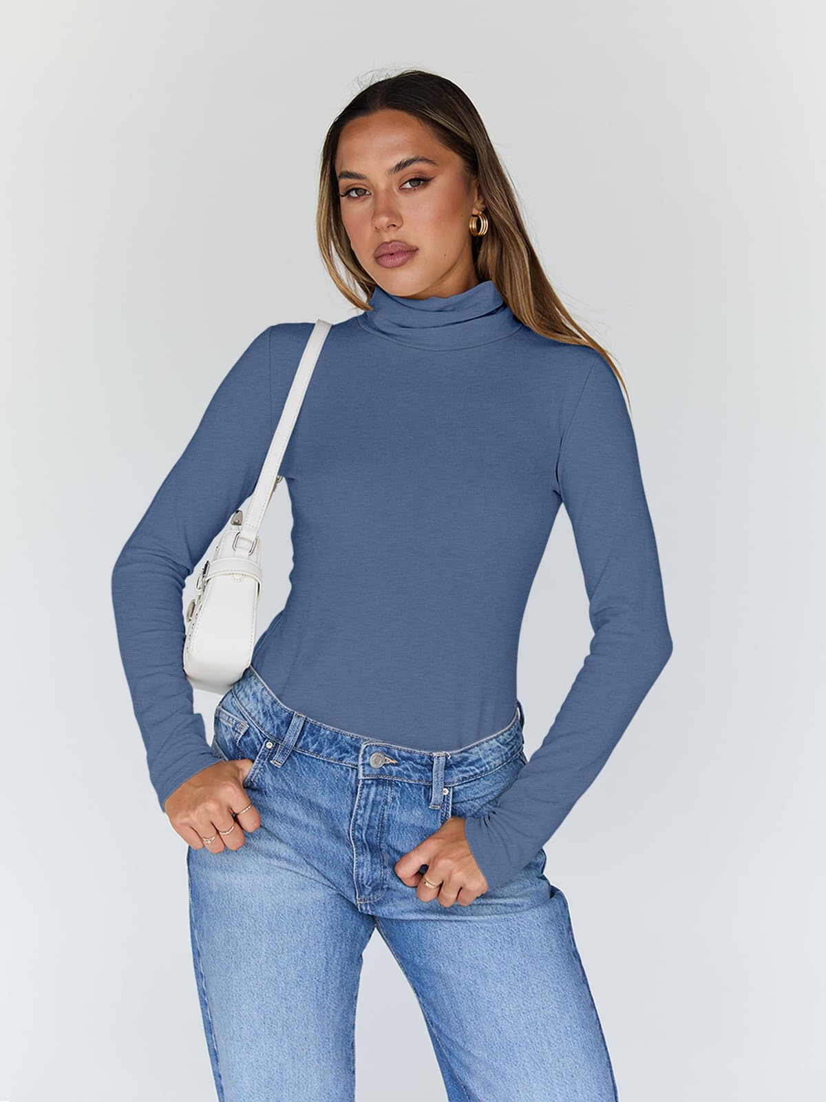Women's Turtleneck Long Sleeve Shirts - Basic Thermal Underwear Tops
