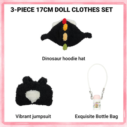 4 Piece Doll Clothes Set for 15cm-17cm Dolls - Outfit with Overalls Hat & Bag