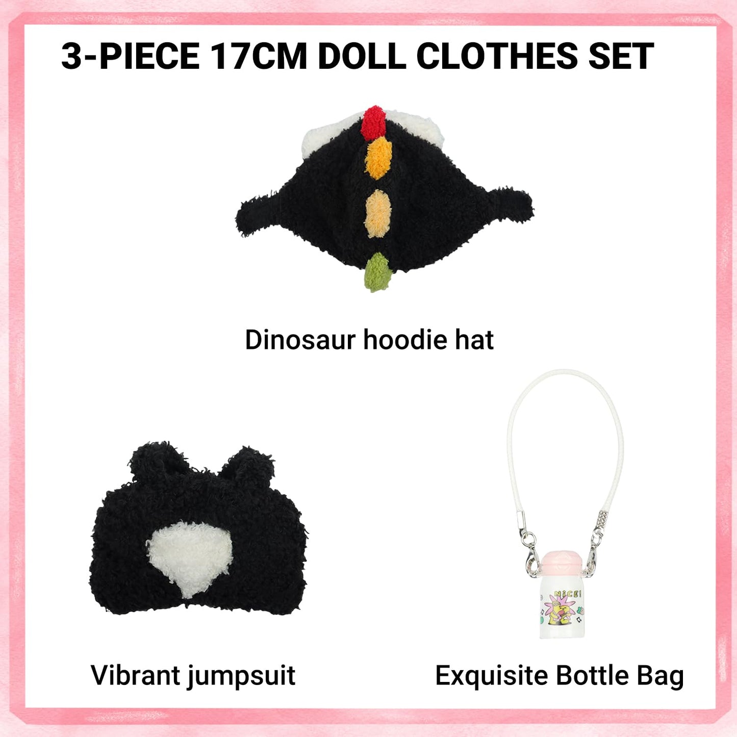 4 Piece Doll Clothes Set for 15cm-17cm Dolls - Outfit with Overalls Hat & Bag