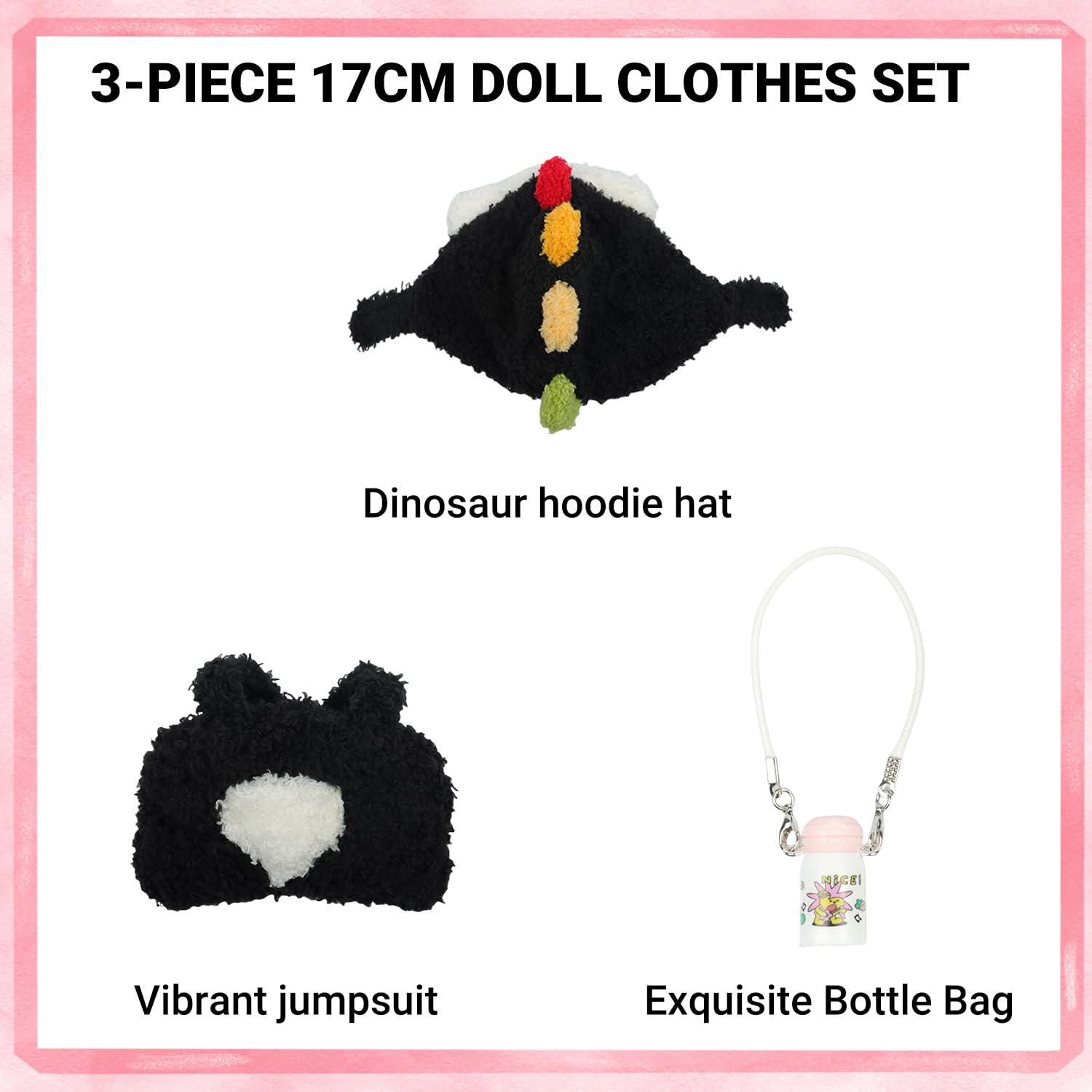 4 Piece Doll Clothes Set for 15cm-17cm Dolls - Outfit with Overalls Hat & Bag