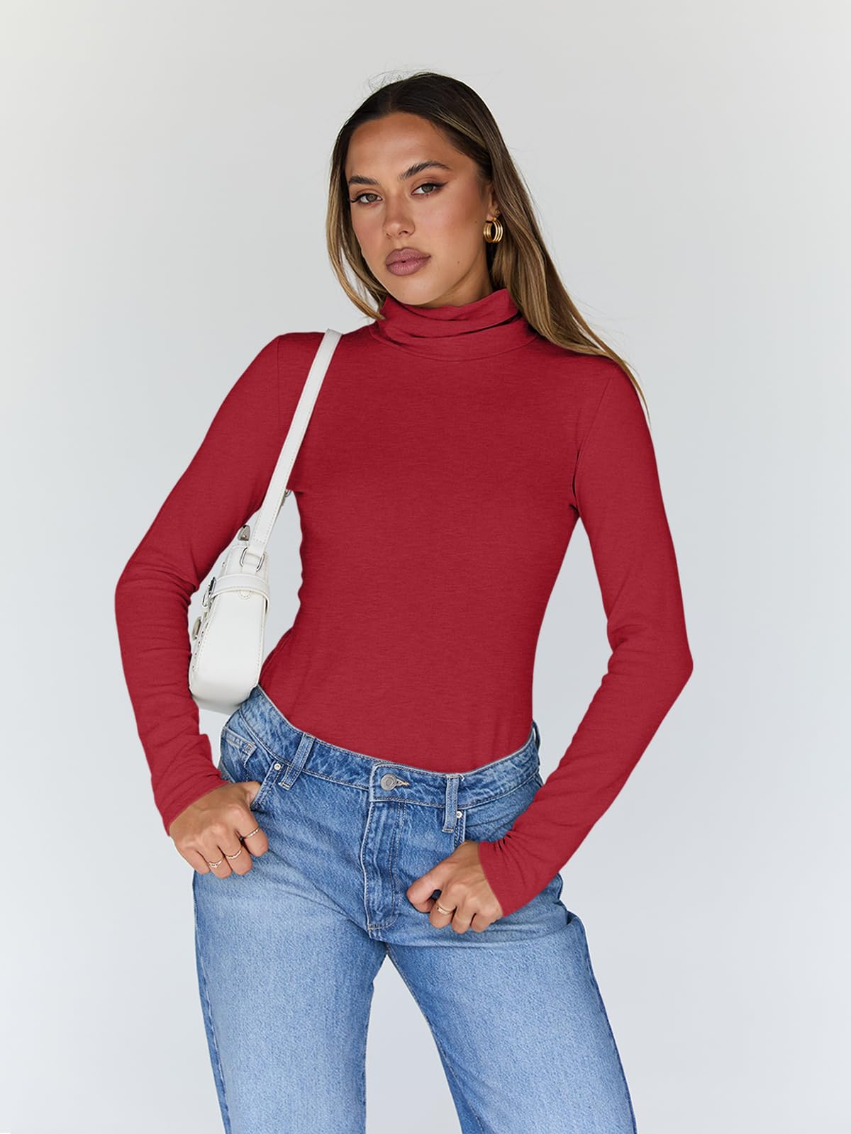 Women's Turtleneck Long Sleeve Shirts - Basic Thermal Underwear Tops