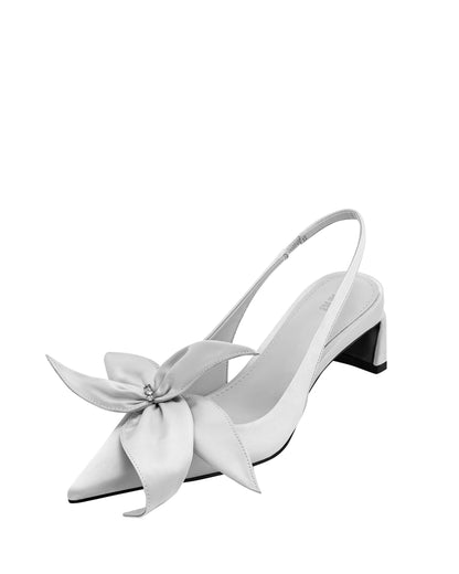 JW PEI Women's Queena Floral Appliques Slingback Pumps - Silver