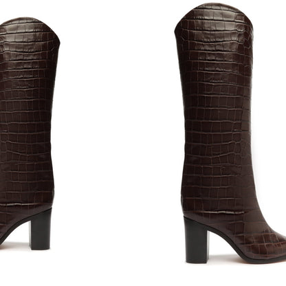 SCHUTZ Women's Maryana Block Boots, Dark Chocolate, Brown, 6 Medium US