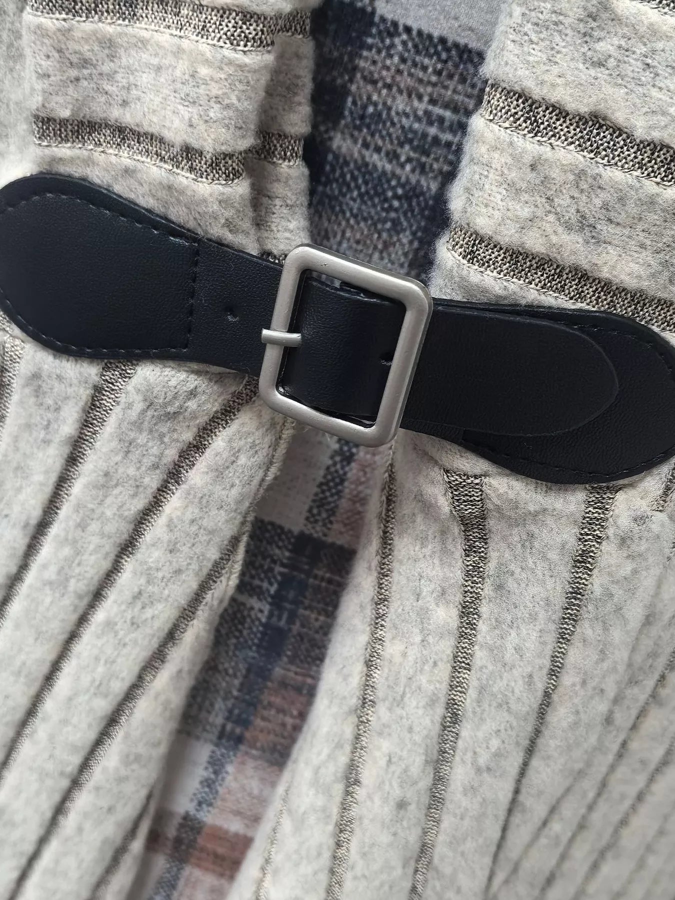 Full Size Plaid Dress & Ribbed Knit Cardigan Set Plus Size