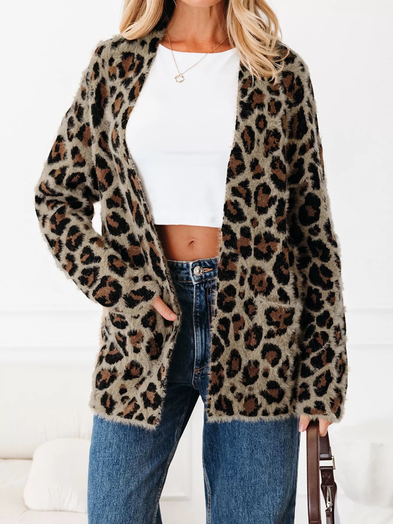 Leopard Open Casual Cardigan