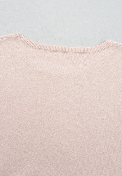 Printed Round Neck Flounce Sleeve Sweater