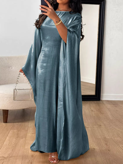 Round Neck Kimono Sleeve Maxi Dress