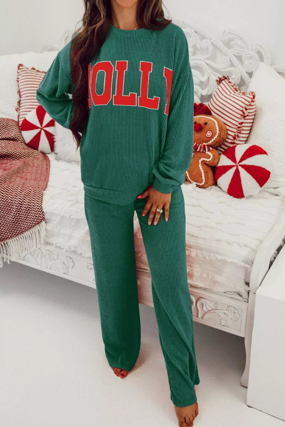 Jolly Christmas Top and Drawstring Pants Set