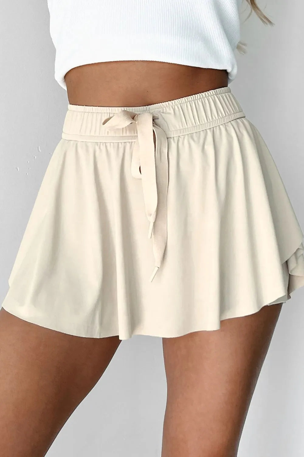 Drawstring High Waist Lined Active Skorts