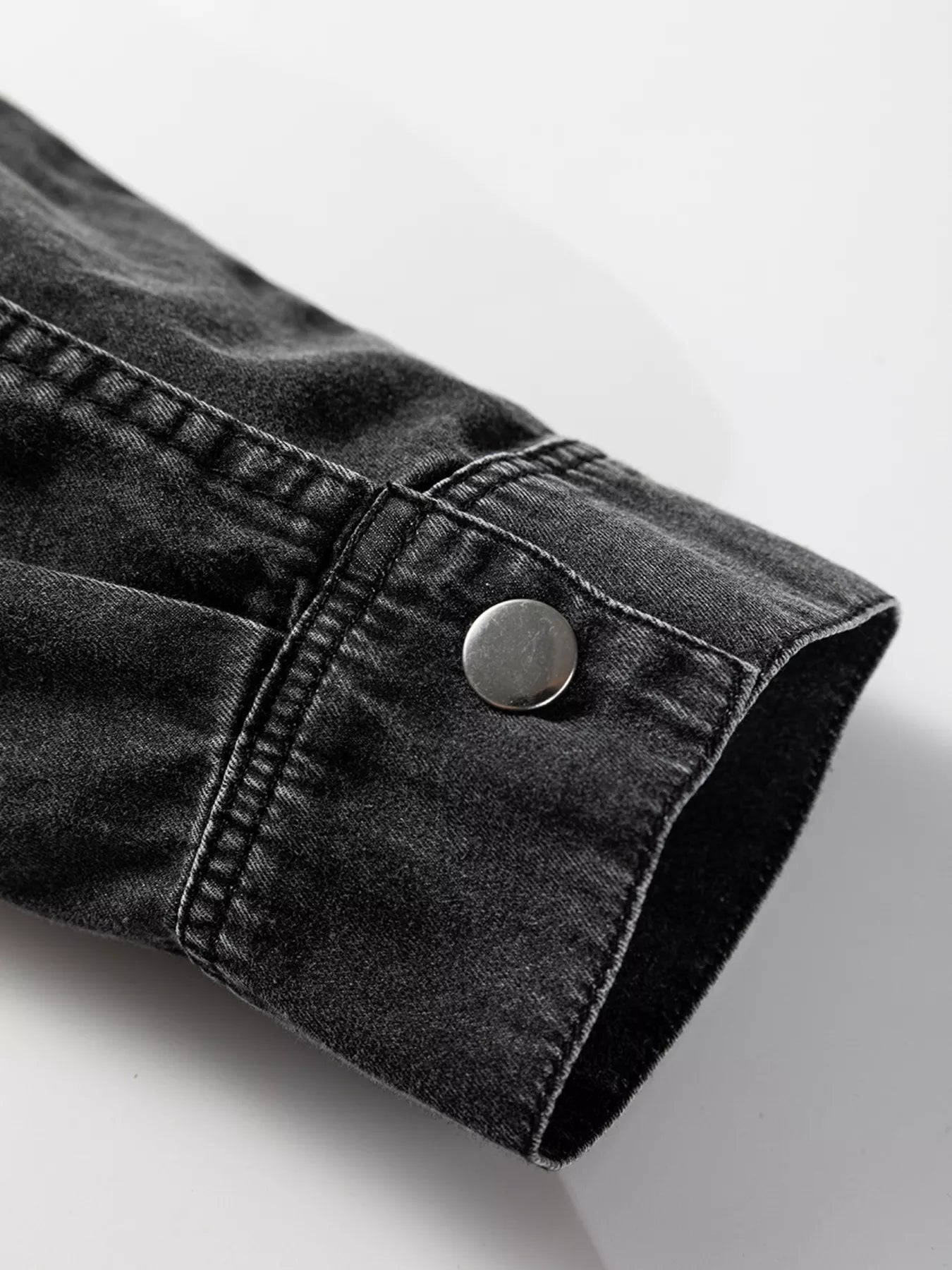 Chest Pocket Raw Hem Denim Loose Shirt Dress