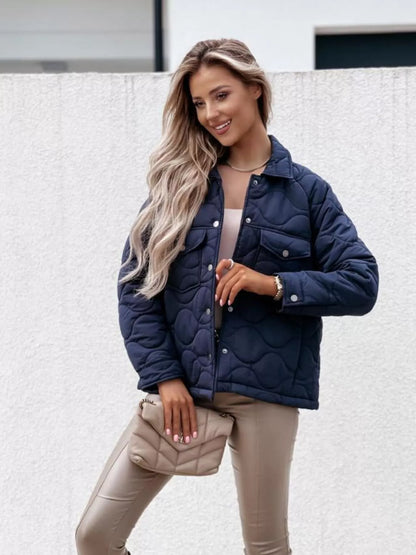 Quilted Snap-Down Casual Jacket