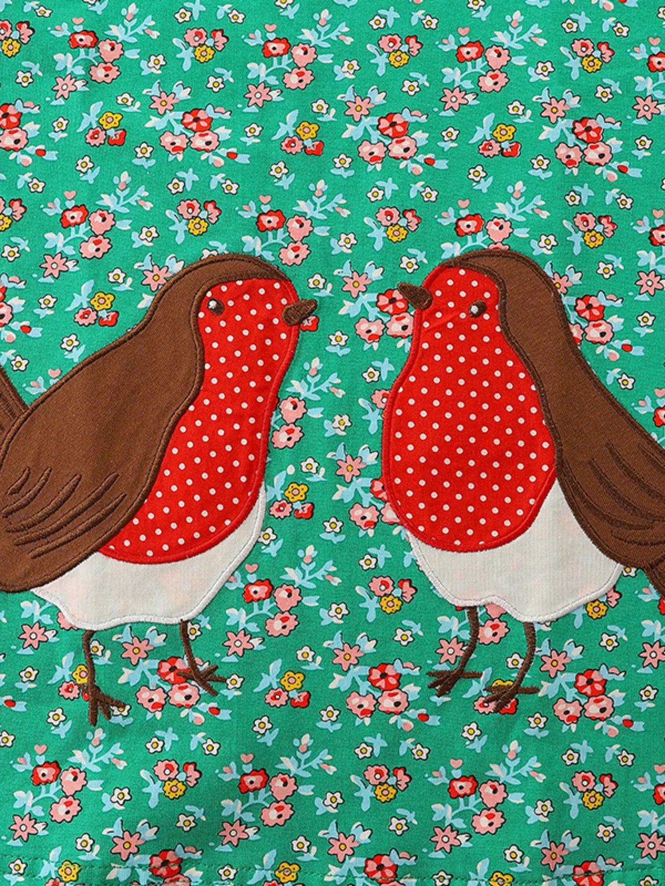 Children's Floral Print Bird Long Sleeve Dress