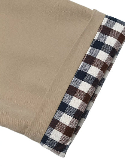 Checkered Lining Button Up Trench Coat