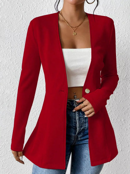 One Button Long Sleeve Blazer