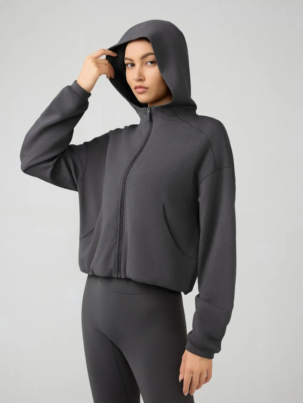 Millennia Zip Up Dropped Shouder Active Hooded