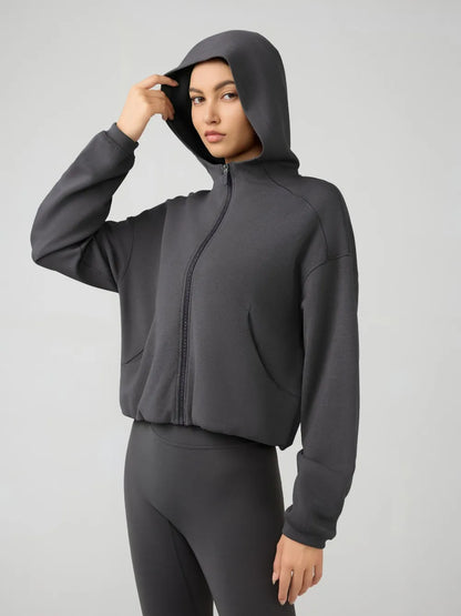 Millennia Zip Up Dropped Shouder Active Hooded