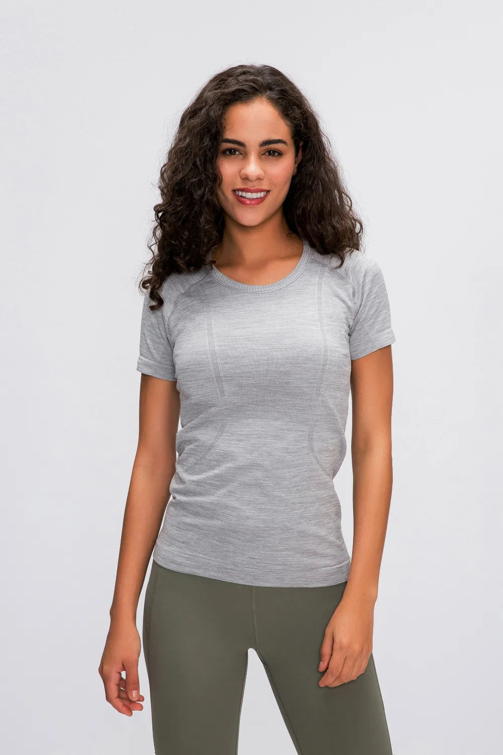 Millennia Round Neck Short Sleeve Active T-Shirt Gray