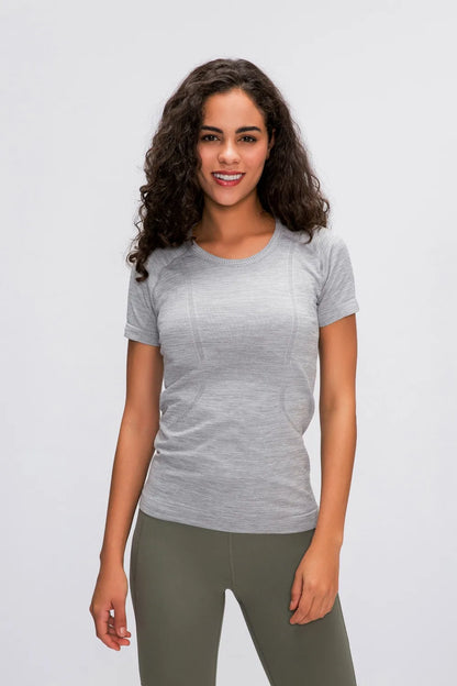 Millennia Round Neck Short Sleeve Active T-Shirt Gray