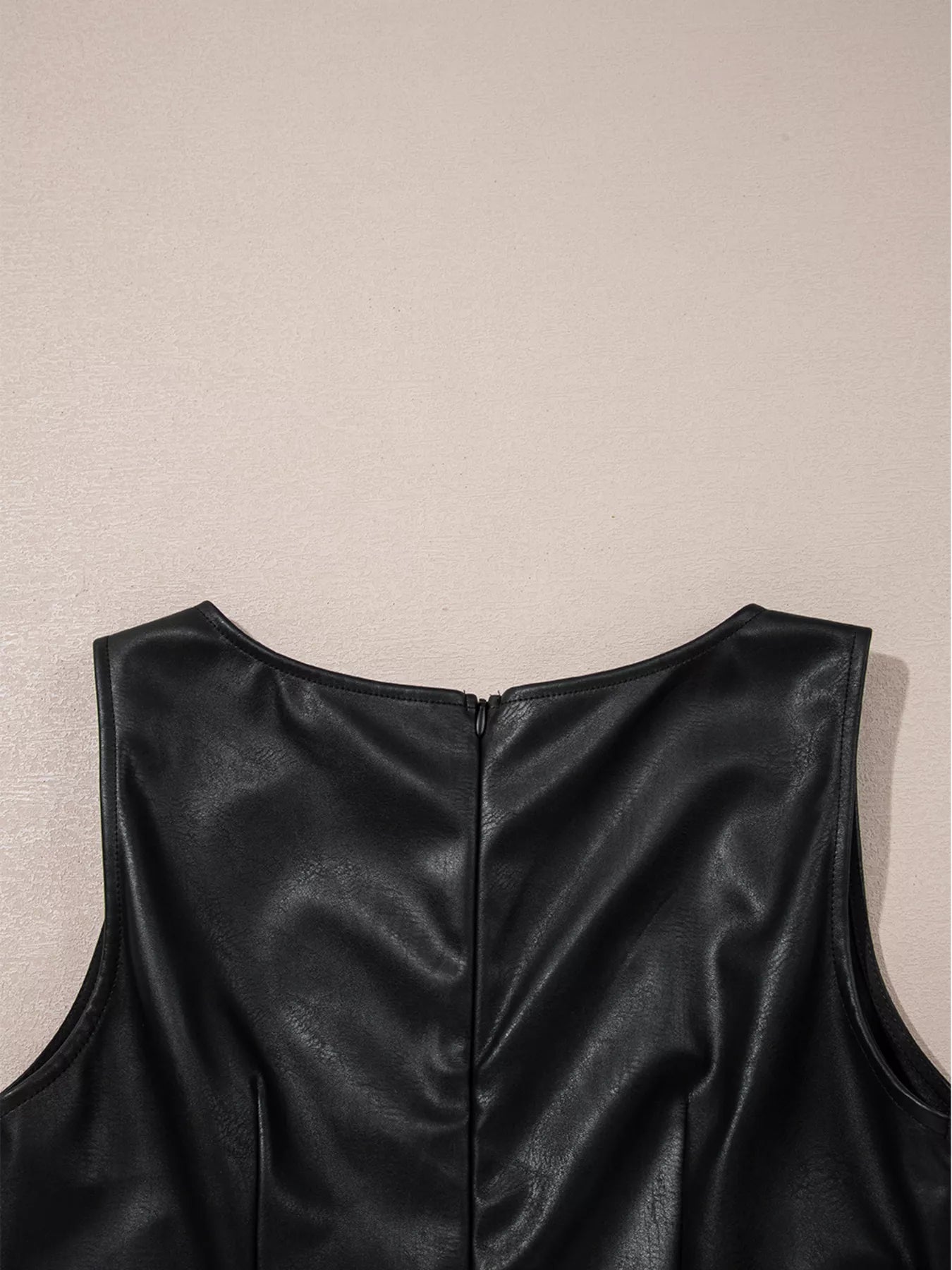 Vegan Leather Sleeveless Mini Dress