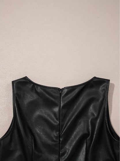 Vegan Leather Sleeveless Mini Dress