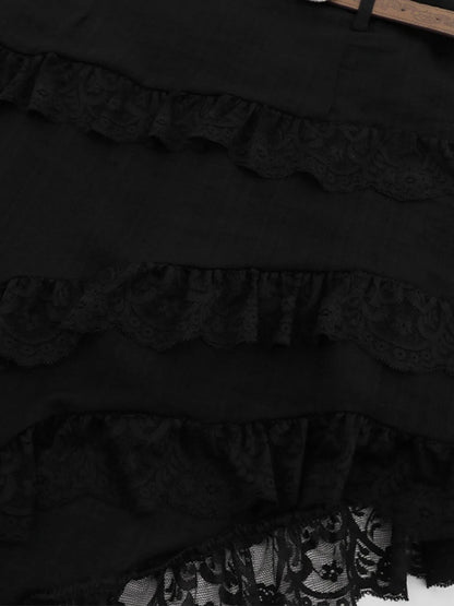 Asymmetrical Lace Ruffle Skirt
