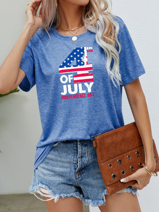 USA Flag Graphic Tee for Women Cobalt Blue