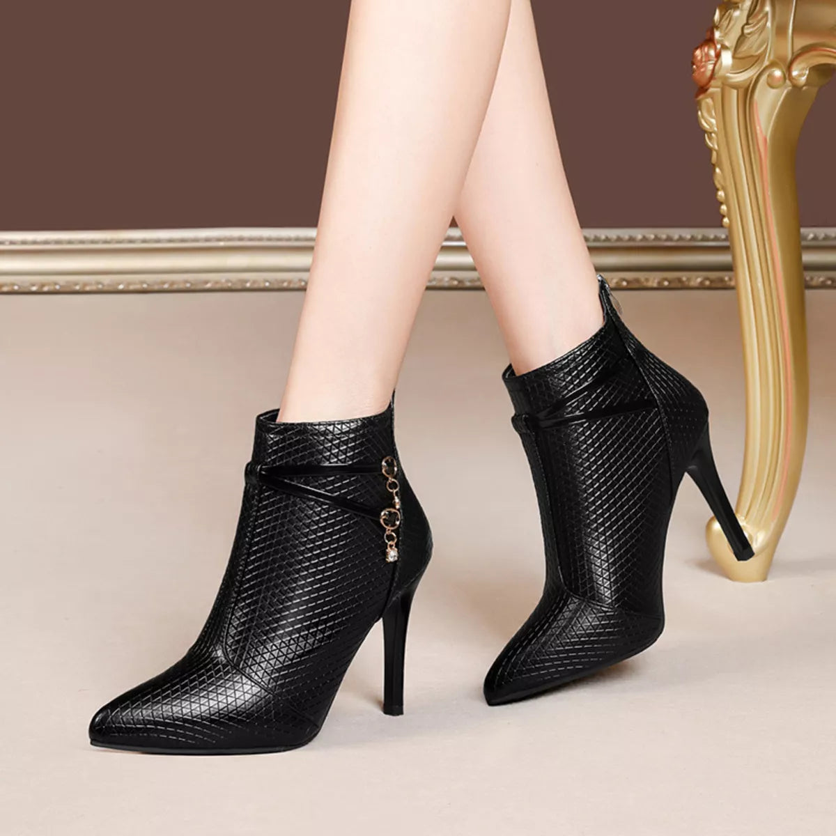 Pointed-Toe Stiletto Ankle Boots