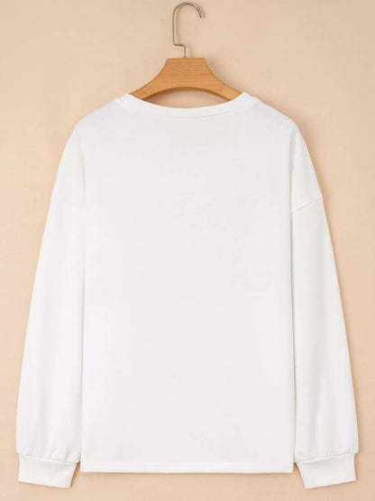 HOLLY JOLLY Embroidered Round Neck Sweatshirt