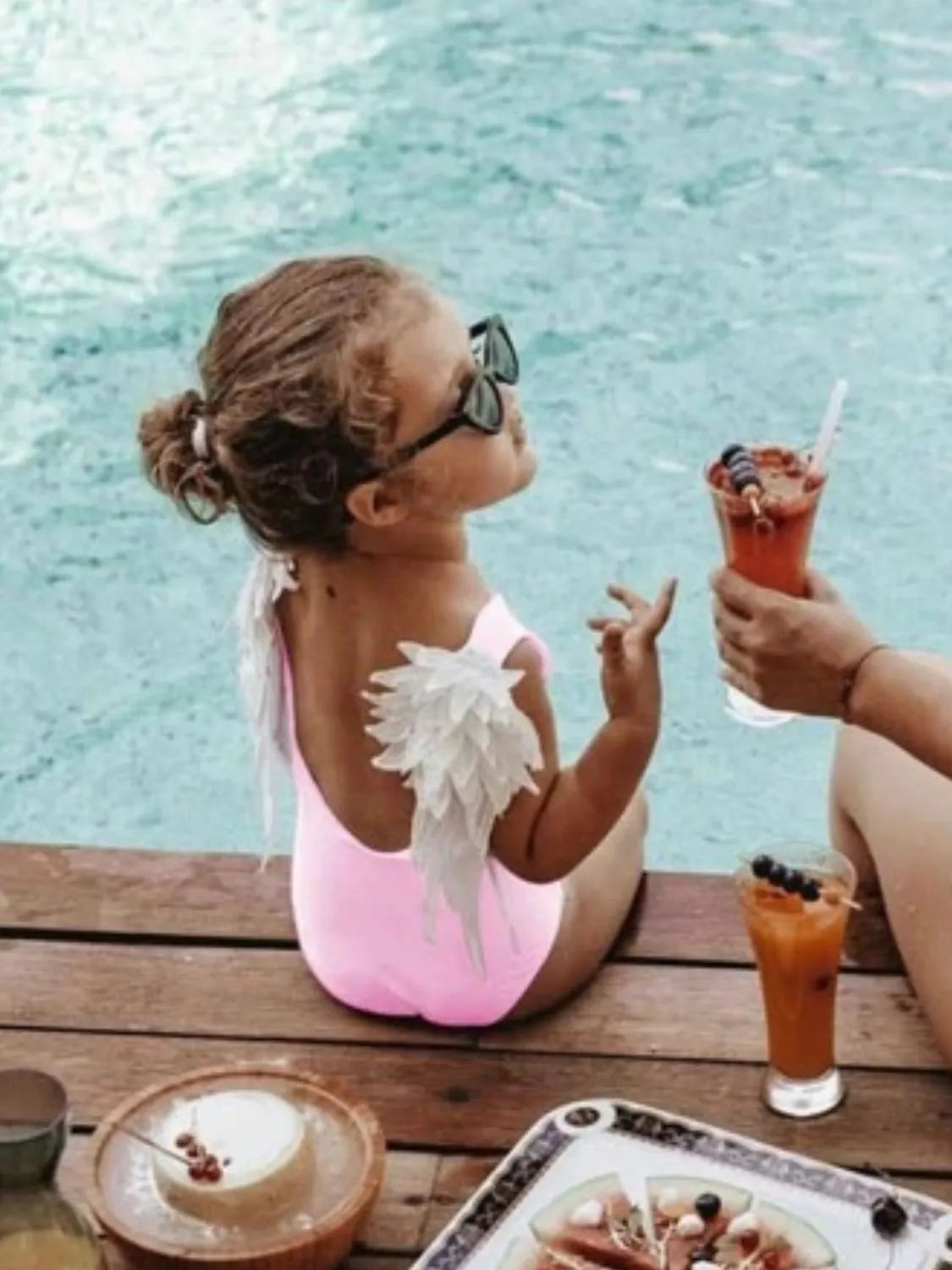 Backless Wide Strap Parent-Child Swimwear Kid-Pink