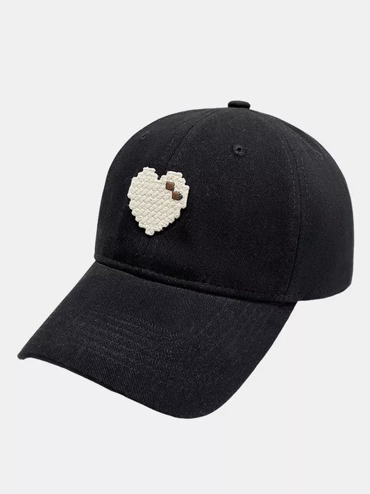 Heart Adjustable Baseball Cap Black One Size