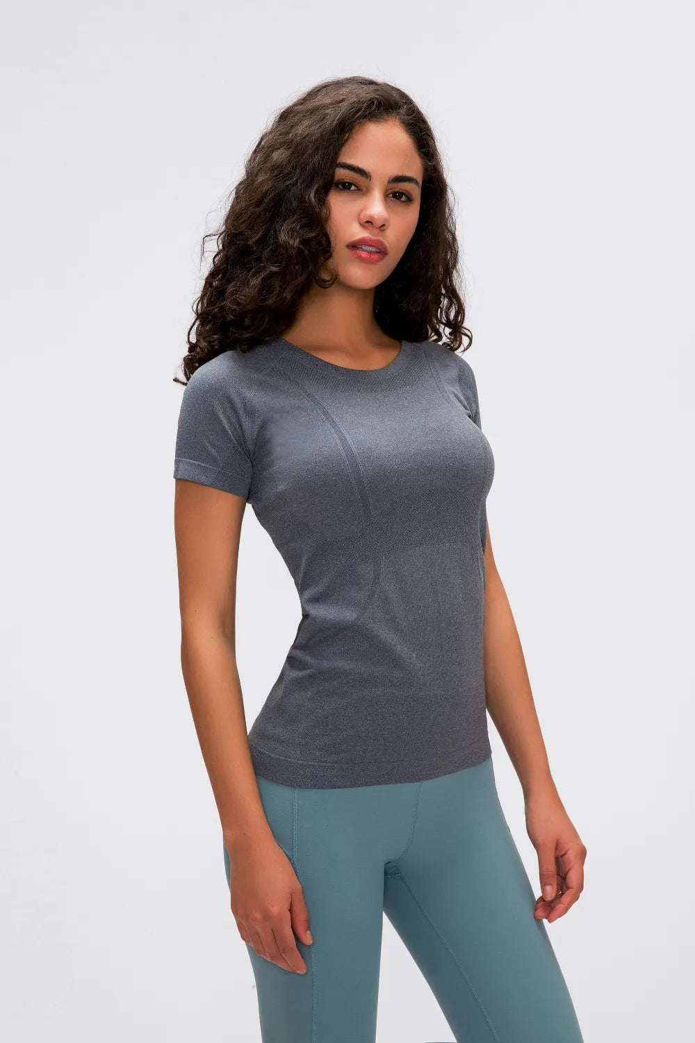 Millennia Round Neck Short Sleeve Active T-Shirt Dark Gray