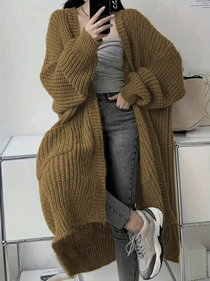 Oversized Long Sleeve Longline Cardigan Olive