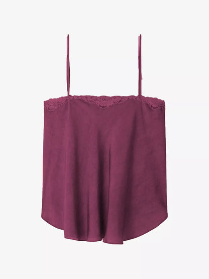 Lace Trim Flowy Cami Top