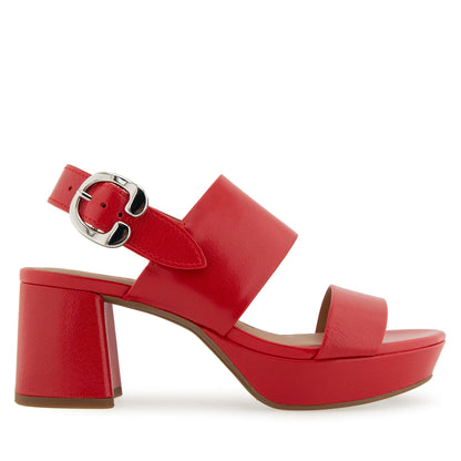 Aerosoles Women's Camera Platform Heeled Sandal, Racing Red Leather, 6W