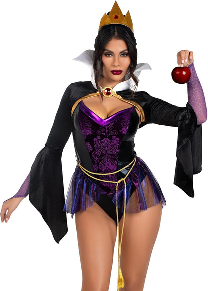 Poison Apple Queen Costume - Women's 4-Piece Evil Queen Halloween Outfit
