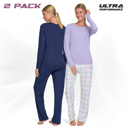 Women's Pajama Sets 2 Pack - Soft Lounge PJ Pants Set for Sleeping & Lounging
