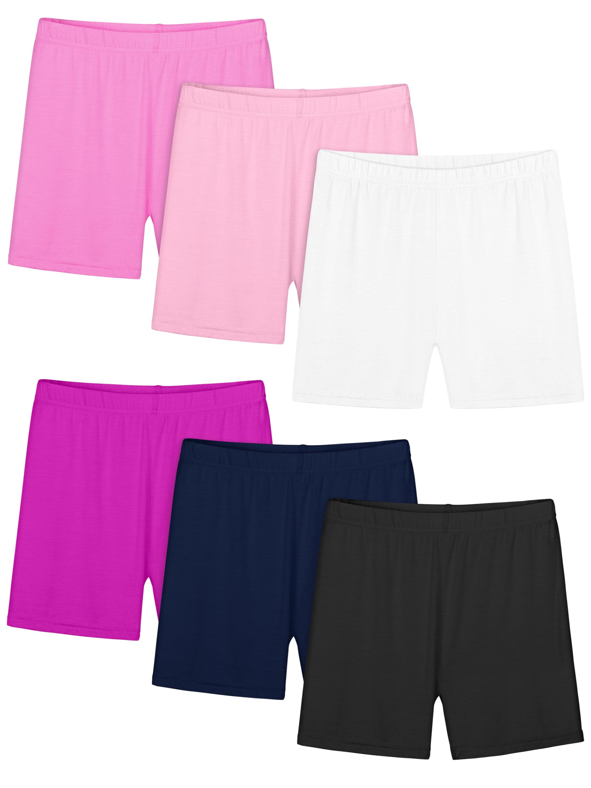 Girls Bike Shorts 6-Pack Under Dress Safety Shorts for Kids Toddlers