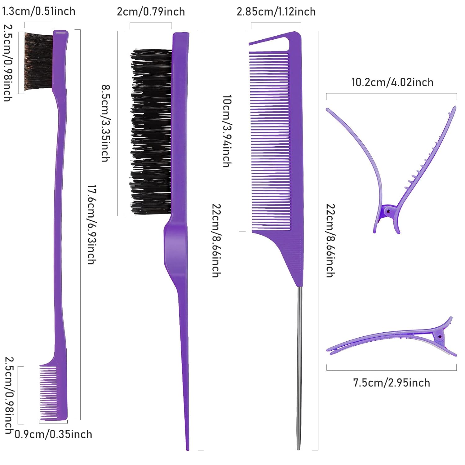 Hair Brush Set 12 Pieces Double Sided Edge Brush Teasing Combs Styling Kit