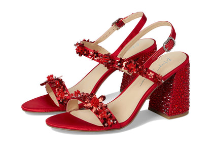 Betsey Johnson Women's SB-Drue Heeled Sandal, Red, 8