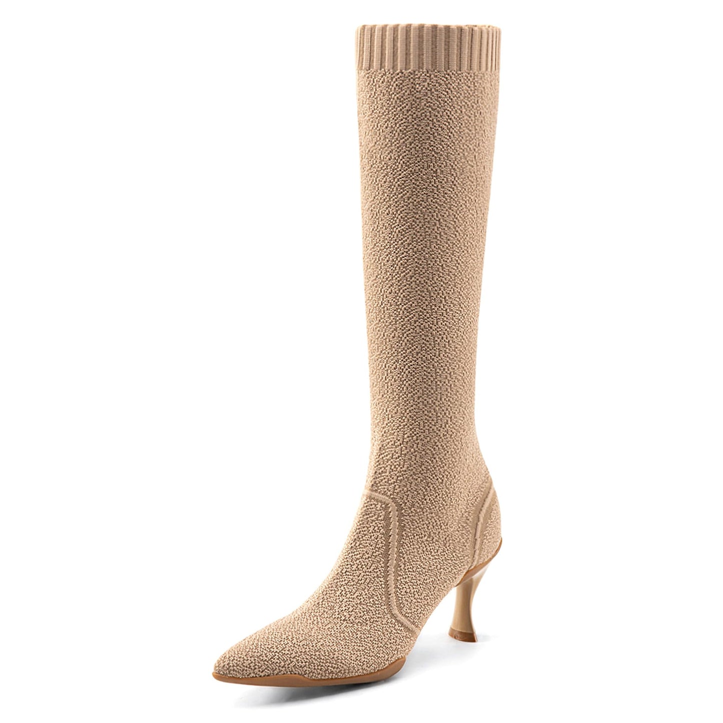 NEWBELLA Women's Suede Knee-High Boots - Sleek Design Stiletto Heel Boots for Daily Wear, Halloween, Christmas