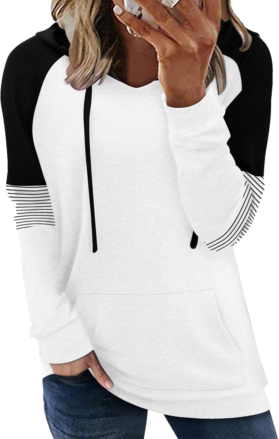 Pullover Hoodie - Tie Dye & Floral Print Hooded Sweatshirt with Pockets