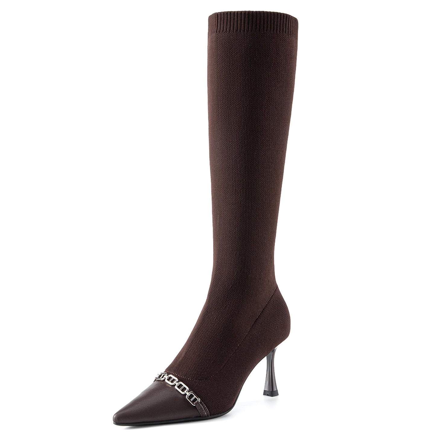 NEWBELLA Women's Suede Knee-High Boots - Sleek Design Stiletto Heel Boots for Daily Wear, Halloween, Christmas